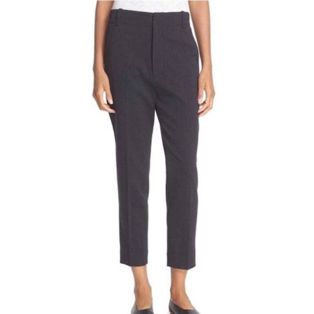 VINCE Wool Blend Trousers Women 4 Charcoal Grey Cropped Tapered Leg Ankle Pants
